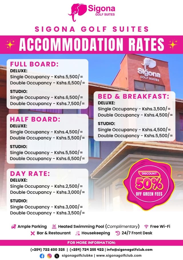 Sigona Accommodation Rates